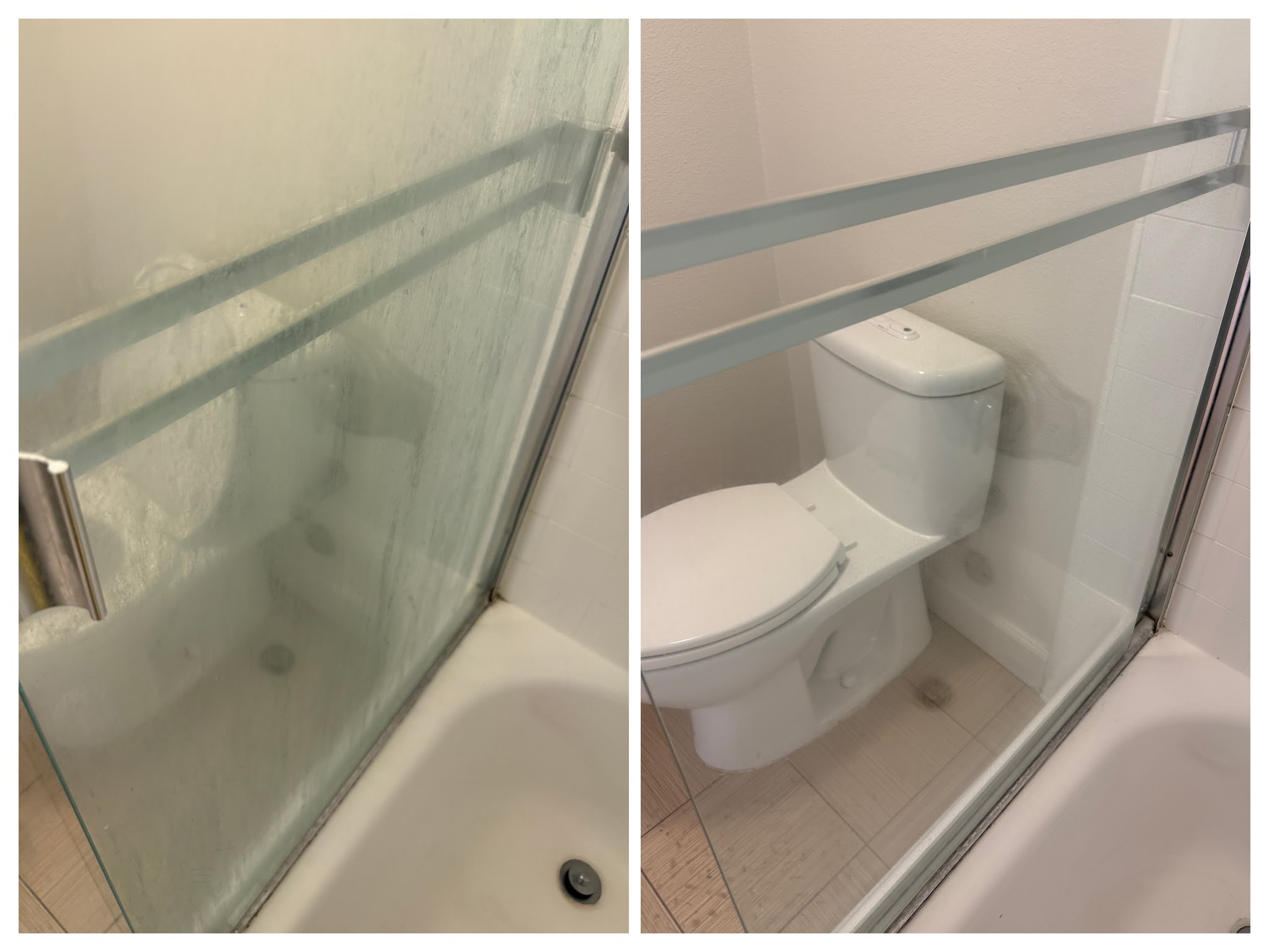 Bathroom shower and toilet cleaning collage
